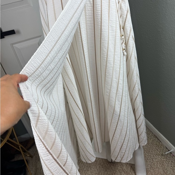 CALVIN KLEIN Women White Grey Striped Striped A-Line Maxi Dress Size 10 - Picture 8 of 16